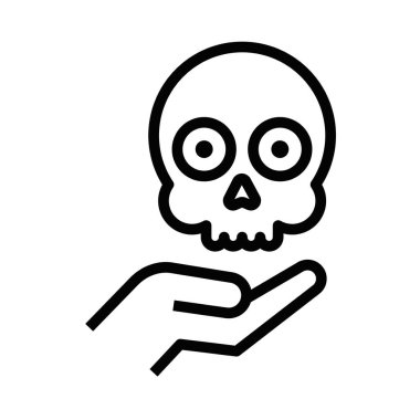 Siyah çizgili bir kafatası simgesini tutan bir el. Vektör çizimi tehlikeyi, ölümü ya da uyarıyı simgeliyor. Düzenlenebilir vuruş