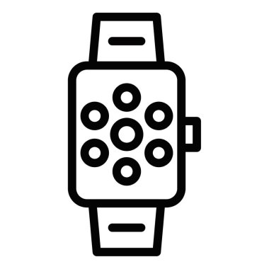 Siyah çizgili çoklu noktalı akıllı simge. Uygulamaları, bildirimleri veya dijital arayüzü temsil eden vektör illüstrasyonu. Düzenlenebilir vuruş