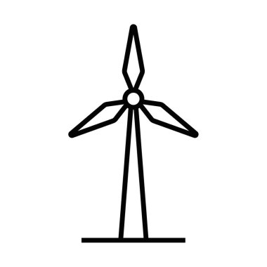 Yenilenebilir enerji, çevreci dostluk ve sürdürülebilirliği temsil eden basit bir rüzgar türbininin simgesi. Düzenlenebilir vuruş