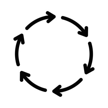 Dairesel okların bir döngü oluşturan ana simgesi, tekrarlamayı, süreçleri ya da sürekliliği simgeleyen temiz, minimalist bir tasarım. Düzenlenebilir vuruş
