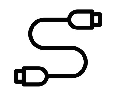 USB kablosunun siyah taslak simgesi. Bağlantı, teknoloji veya veri transferini temsil eder. Düzenlenebilir vuruş