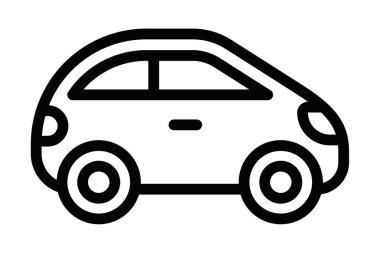 Kompakt bir arabanın siyah ana hatlı simgesi. Otomobilleri, ulaşımı ya da seyahatleri temsil eder. Düzenlenebilir vuruş