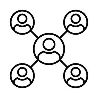 Takım çalışmasını, sosyal bağlantıları veya işbirliğini temsil eden bir ağa bağlı kişilerin vektör illüstrasyonu. Düzenlenebilir vuruş