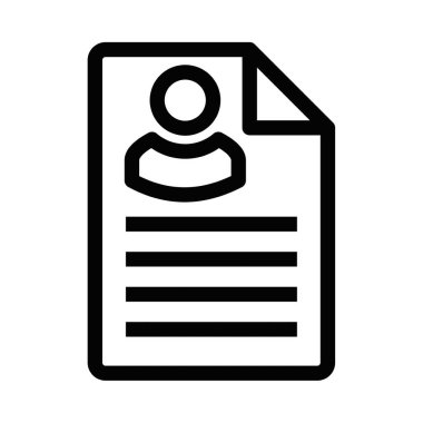 Özgeçmişin minimalist çizgi vektörü veya profil resmi olan CV belgesi. İş başvuruları, işe alım, insan kaynakları ve kariyerle ilgili kavramlar için ideal. Düzenlenebilir vuruş