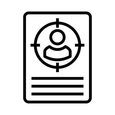 Özgeçmişin basit bir çizgi vektörü. Profili hedef alınmış. Hedefler, işe alım, iş bulma ve insan kaynakları stratejilerini sembolize ediyor. Kariyer odaklı ve istihdam odaklı tasarımlar için mükemmel. Düzenlenebilir vuruş