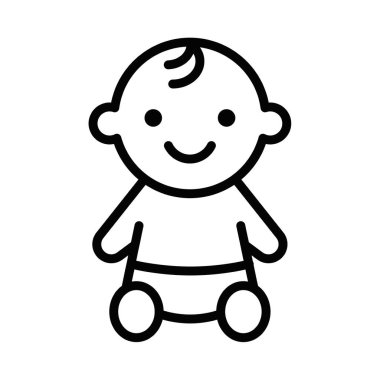 Tatlı bir bebek bakıcılığının basit çizgi vektör ikonu, çocukluğu, masumiyeti, aileyi ya da çocuk bakımını sembolize eder. Düzenlenebilir vuruş