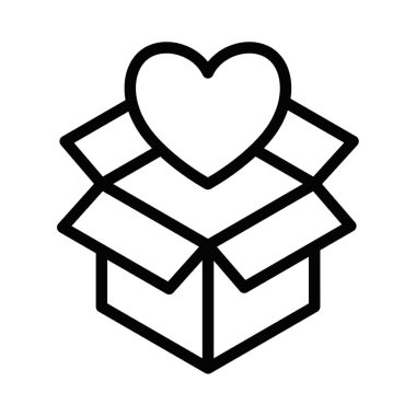 Açık bir hediye kutusunun basit bir simgesi. İçinde bir kalp sembolü var. Sevgiyi, özeni ve fedakarlığı temsil ediyor. Tatiller ya da özel günler için mükemmel. Düzenlenebilir vuruş