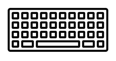 Satır biçiminde minimalist klavye simgesi, daktilo, bilgisayar, teknoloji ve ofiste veya teknolojik tasarımlarda dijital iletişimi temsil etmek için mükemmel. Düzenlenebilir vuruş