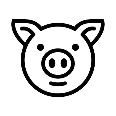 Gülümseyen domuz yüzü simgesi basit bir taslak tarzında, çiftlikleri, hayvanları, tarımı veya gıda endüstrisini temsil etmek için mükemmel. Düzenlenebilir vuruş
