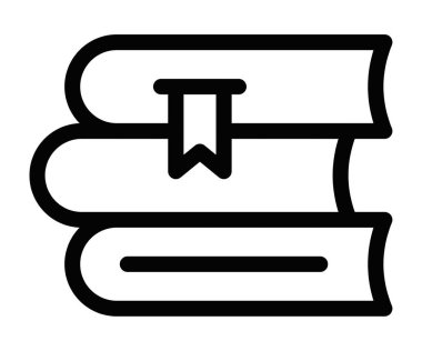 Minimalist tarzda bir kitap ayracı simgesine sahip istiflenmiş kitaplar, eğitim, kütüphane, okuma ya da öğrenim tasarımları alanında bilgi ve eğitimi temsil etmek için mükemmel. Düzenlenebilir vuruş
