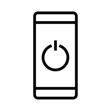 Güç sembollü bir cep telefonunun basit vektör simgesi. Cihazı açıp kapatmayı temsil ediyor. Düzenlenebilir vuruş
