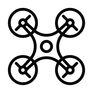 İHA 'nın basit siyah-beyaz vektör simgesi, teknolojiyle ilgili tasarımlar, elektronik ve modern teknoloji projeleri için ideal. Düzenlenebilir vuruş.