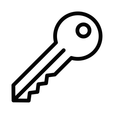 Bir anahtarın minimalist vektör simgesi, güvenlik, erişim veya gayrimenkul tasarımları için mükemmel. Düzenlenebilir vuruş.