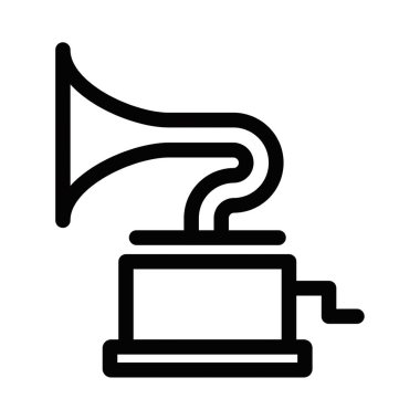 Gramofonun vektör simgesi, klasik müzik veya antika temalı tasarımlar için mükemmel. Düzenlenebilir vuruş.