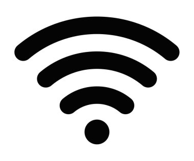 Minimalist vektör simgesi, internet bağlantısını ve kablosuz iletişimi temsil eden bir Wi-Fi sinyali gösteriyor. Düzenlenebilir vuruş.