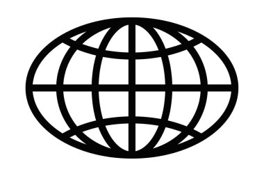 Dünyayı, küresel bağlantıyı ya da uluslararası iletişimi temsil eden basit bir vektör küre ikonu. Düzenlenebilir vuruş.