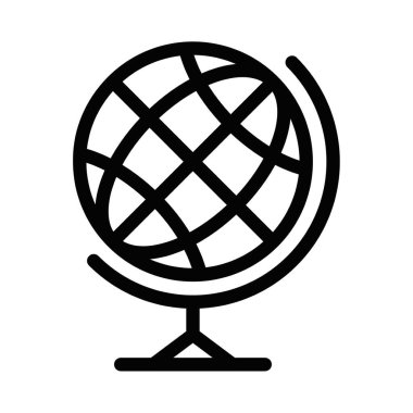 Kürsüde, coğrafya, eğitim veya küresel temaları temsil eden bir kürenin ayrıntılı vektör simgesi. Düzenlenebilir vuruş.