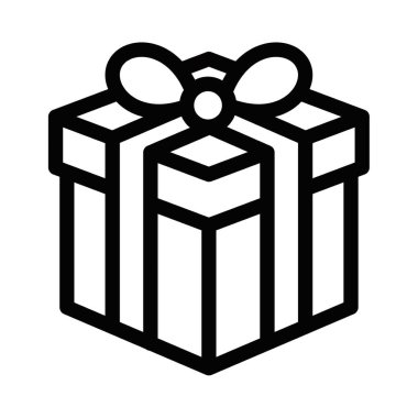 Noel hediye kutusunun minimalist çizimi. Kurdeleli. Tatil dekorasyonu ya da hediye amaçlı tasarımlar için mükemmel. Düzenlenebilir vuruş.