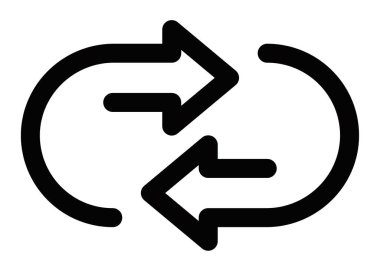 Karşıt yönlerdeki iki okun minimalist vektör simgesi takas, takas ve işlem akışını sembolize ediyor. Düzenlenebilir vuruş.