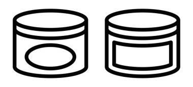 Kozmetik kavanozlarının basit vektör simgeleri ürün etiketlemesi, ambalaj tasarımı ve güzellik uygulamaları için harika. Düzenlenebilir vuruş.