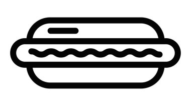 Sosis ve sosisli sandviçin basit bir vektör simgesi. Fast food, restoran ve abur cubur tasarımları için mükemmel. Düzenlenebilir vuruş.