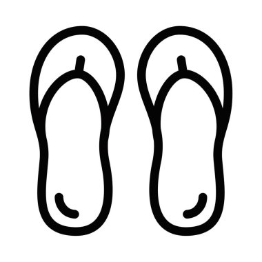 Parmak arası terliklerin basit vektör ikonu, plaj, yaz ve gündelik ayakkabı tasarımları veya temalar için ideal. Düzenlenebilir vuruş.