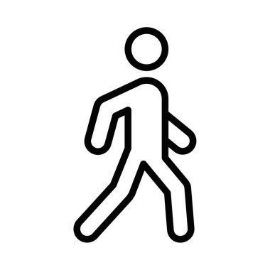 Yürüyen bir insanın basit çizgi simgesi, hareketi temsil eden, yaya trafiği ve fitness temaları. Düzenlenebilir vuruş.