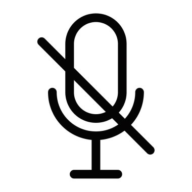 Sessizliği sembolize eden, sessiz bir mikrofonun minimalist vektör simgesi. Düzenlenebilir vuruş.