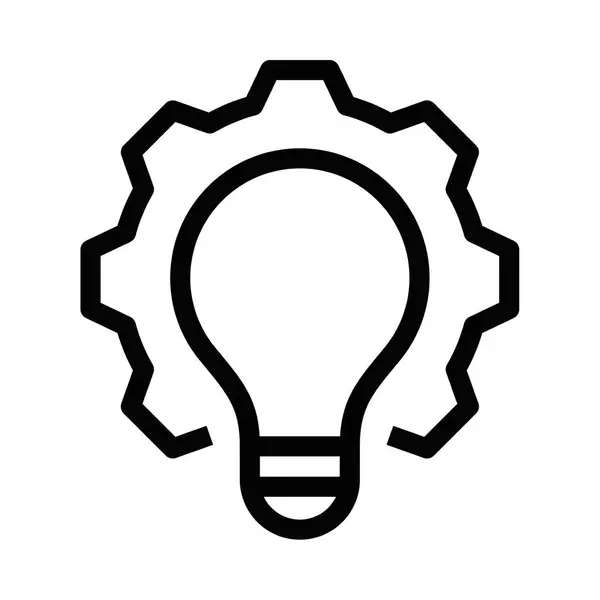 Ampul ve vites simgesi siyah çizgili. Yenilikleri, fikirleri veya teknolojik çözümleri temsil eden vektör illüstrasyonu. Düzenlenebilir vuruş