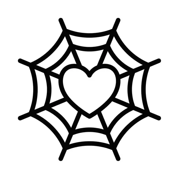 Örümcek ağının merkezindeki bir kalbin vektör simgesi. Aşkı, karmaşayı ya da romantik bir tuzağı simgeliyor. Düzenlenebilir vuruş