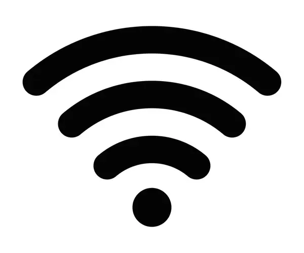 Minimalist vektör simgesi, internet bağlantısını ve kablosuz iletişimi temsil eden bir Wi-Fi sinyali gösteriyor. Düzenlenebilir vuruş.