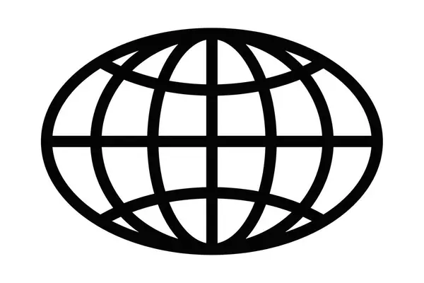 Dünyayı, küresel bağlantıyı ya da uluslararası iletişimi temsil eden basit bir vektör küre ikonu. Düzenlenebilir vuruş.