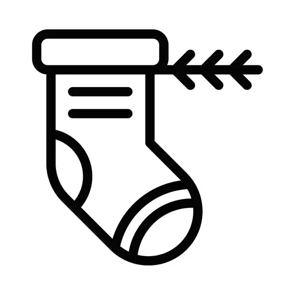 Ren geyiği boynuzuyla Noel çorabının basit bir ikonu, bayram dekorasyonu ve tatil geleneğini sembolize ediyor. Düzenlenebilir vuruş.