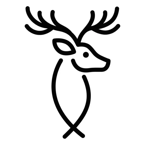 Bir ren geyiğinin temiz ve basit vektör simgesi, tatil tasarımları ve Noel temalı projeler için ideal, siyah beyaz olarak sunuluyor. Düzenlenebilir vuruş.