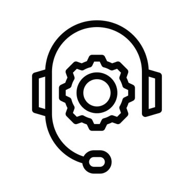 Vites sembollü bir kulaklığın vektör simgesi, müşteri desteği, hizmet veya teknik yardımı temsil ediyor. Müşteri hizmetleri temaları için ideal. Düzenlenebilir vuruş.