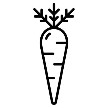 Yaprak kapaklı havuç ikonu, yiyeceği, sebzeyi veya sağlıklı beslenmeyi sembolize ediyor. Beslenme ve organik temalar için ideal. Düzenlenebilir vuruş.