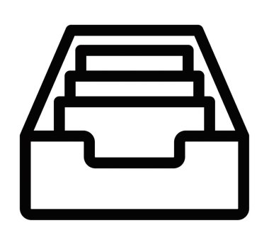 Dosya çekmecesinin satır sanatı. Belgeler, depolama ve ofis temaları için mükemmel. Vektör çizimi. Düzenlenebilir vuruş.