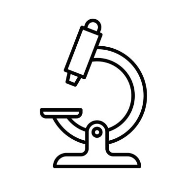 Mikroskobun basit bir özeti, bilim, araştırma ve eğitim temaları için harika. Vektör çizimi. Düzenlenebilir vuruş.