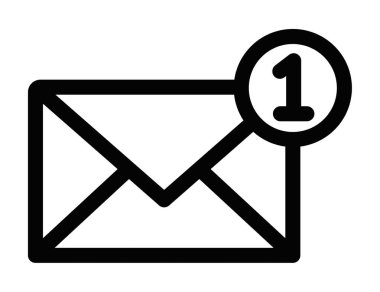 E- posta ya da iletişimi temsil eden yeni bir mesaj uyarısı içeren basit bir zarf simgesi. Vektör çizimi. Düzenlenebilir vuruş.