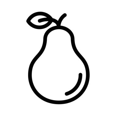 Bir armut meyvenin minimalist simgesi, sanat tarzında, sağlık, gıda veya diyet kavramları için uygun. Vektör çizimi. Düzenlenebilir vuruş.