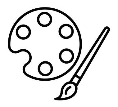 Sanat paleti ve fırça ikonu, vektör illüstrasyonu. Düzenlenebilir vuruş.