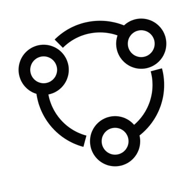 Üç bağlı çemberle ikonu paylaş, vektör illüstrasyonu. Düzenlenebilir vuruş.