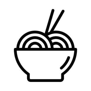 Çubuk ikonlu erişte kasesi, vektör çizimi. Düzenlenebilir vuruş.