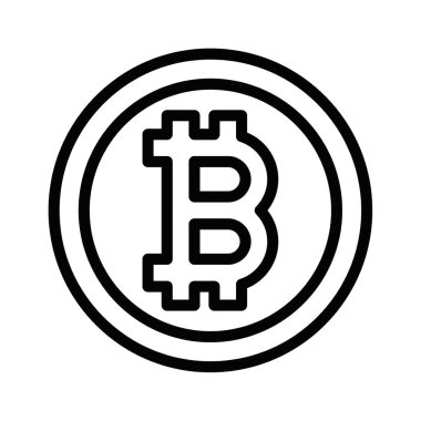 Bitcoin kripto para ikonu, vektör illüstrasyon. Düzenlenebilir vuruş.