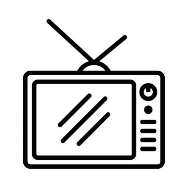 Antenli bir retro televizyonun ana simgesi, medyayı temsil ediyor. Düzenlenebilir vuruş.