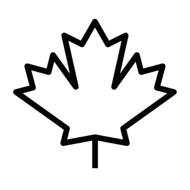 Minimalist akçaağaç yaprağı ana hatlı vektör çizimi. Düzenlenebilir vuruş.