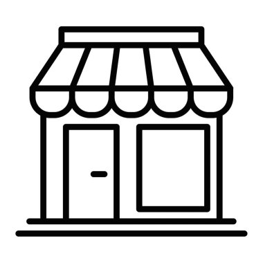 Basit mağaza önü ana hatlı vektör çizimi. Düzenlenebilir vuruş.