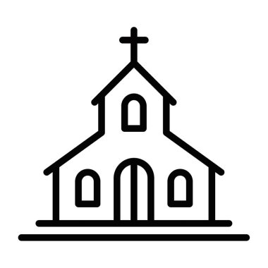 Kilise vektör simgesini çapraz çiziyor. Düzenlenebilir vuruş.