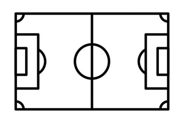 Futbol alanı ana hatları vektör simgesi. Düzenlenebilir vuruş.