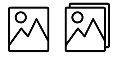 Katmanlı fotoğraf galerisi simgesi. Düzenlenebilir vuruş.